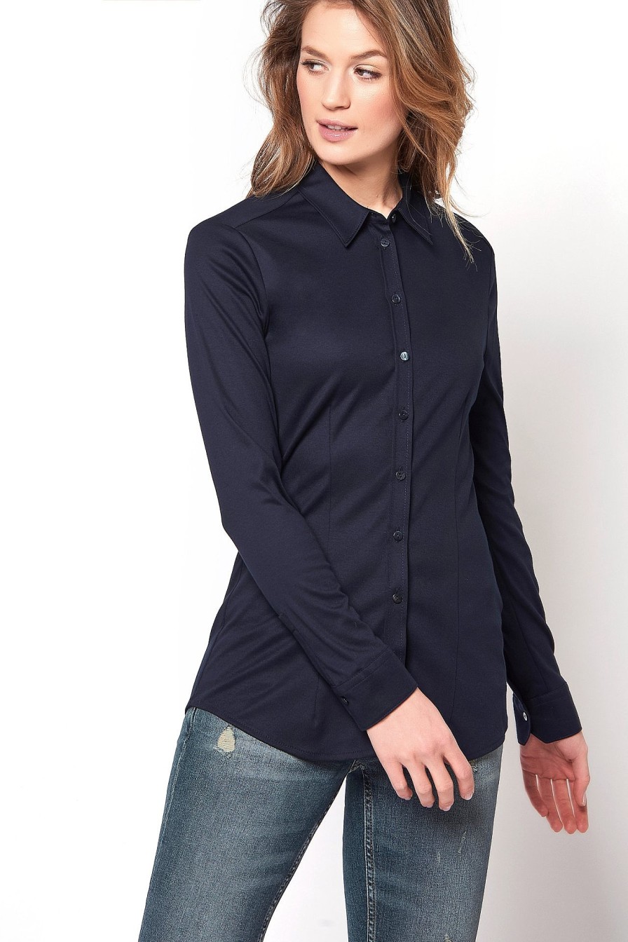 Dames Desoto | Jerseyblouse »Pia« Middernacht Blauw